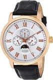 Buy Shop Guess Delancy Quartz Silver Dial Black Leather Strap Watch For Men - W0870G2 USA Online