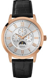 Buy Shop Guess Delancy Quartz Silver Dial Black Leather Strap Watch For Men - W0870G2 USA Online