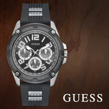 Buy Shop Guess Delta Black Dial Black Silicone Strap Watch for Men - GW0051G1 USA Online