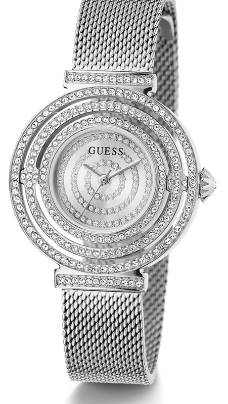 Buy Shop Guess Dream Crystals Silver Dial Silver Mesh Strap Watch For Women - GW0550L1 USA Online