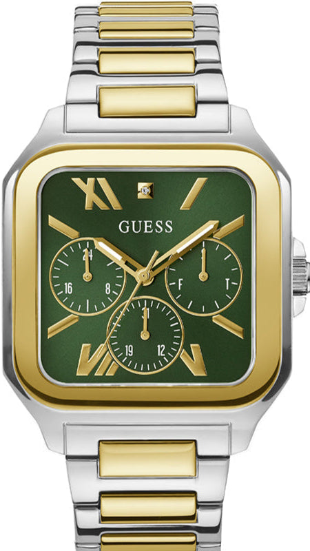 Buy Shop Guess Dress Chronograph Multifunction Green Dial Two Tone Steel Strap Watch For Men - GW0631G1 USA Online
