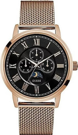 Buy Shop Guess Delancy Black Dial Rose Gold Mesh Bracelet Watch for Men - W0871G5 USA Online