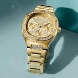 Buy Shop Guess Duchess Quartz Gold Dial Gold Steel Strap Watch For Women - GW0558L2 USA Online
