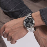 Buy Shop Guess Duke Glitz Black Dial Silver Steel Strap Watch For Men - GW0576G1 USA Online