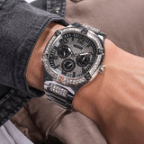 Buy Shop Guess Duke Glitz Black Dial Silver Steel Strap Watch For Men - GW0576G1 USA Online
