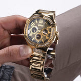 Buy Shop Guess Duke Glitz Crystals Gold Dial Gold Steel Strap Watch For Men - GW0576G2 USA Online