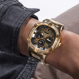 Buy Shop Guess Duke Glitz Crystals Gold Dial Gold Steel Strap Watch For Men - GW0576G2 USA Online