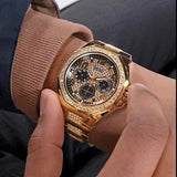 Buy Shop Guess Duke Glitz Crystals Gold Dial Gold Steel Strap Watch For Men - GW0576G2 USA Online