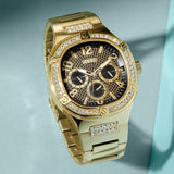 Buy Shop Guess Duke Glitz Crystals Gold Dial Gold Steel Strap Watch For Men - GW0576G2 USA Online