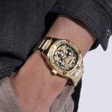 Buy Shop Guess Duke Glitz Crystals Gold Dial Gold Steel Strap Watch For Men - GW0576G2 USA Online