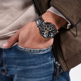 Buy Shop Guess Edge Chronograph Black Dial Black Leather Strap Watch For Men - GW0492G1 USA Online