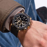 Buy Shop Guess Edge Chronograph Black Dial Black Leather Strap Watch For Men - GW0492G1 USA Online