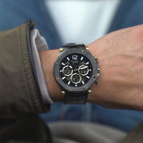 Buy Shop Guess Edge Chronograph Black Dial Black Leather Strap Watch For Men - GW0492G1 USA Online