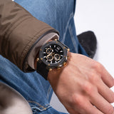 Buy Shop Guess Edge Chronograph Black Dial Black Leather Strap Watch For Men - GW0492G1 USA Online