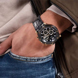 Buy Shop Guess Edge Chronograph Black Dial Black Leather Strap Watch For Men - GW0492G1 USA Online