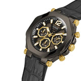 Buy Shop Guess Edge Chronograph Black Dial Black Leather Strap Watch For Men - GW0492G1 USA Online