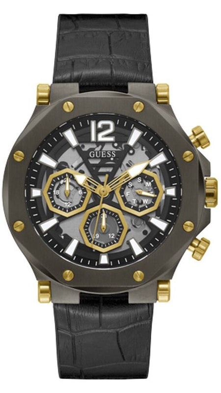Buy Shop Guess Edge Chronograph Black Dial Black Leather Strap Watch For Men - GW0492G1 USA Online