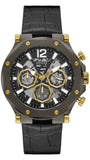 Buy Shop Guess Edge Chronograph Black Dial Black Leather Strap Watch For Men - GW0492G1 USA Online