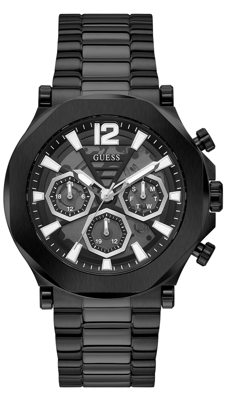 Buy Shop Guess Edge Chronograph Black Dial Black Steel Strap Watch For Men - GW0539G3 USA Online