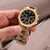 Buy Shop Guess Edge Chronograph Black Dial Gold Steel Strap Watch For Men - GW0539G2 USA Online
