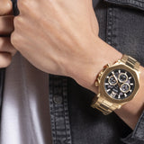 Buy Shop Guess Edge Chronograph Black Dial Gold Steel Strap Watch For Men - GW0539G2 USA Online