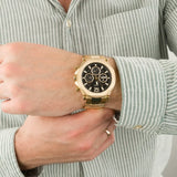 Buy Shop Guess Edge Chronograph Black Dial Gold Steel Strap Watch For Men - GW0539G2 USA Online
