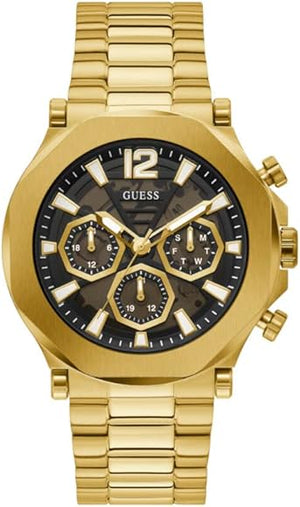 Buy Shop Guess Edge Chronograph Black Dial Gold Steel Strap Watch For Men - GW0539G2 USA Online