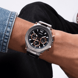 Buy Shop Guess Edge Chronograph Black Dial Silver Steel Strap Watch For Men - GW0539G1 USA Online
