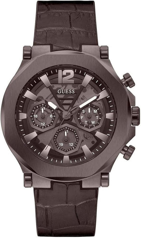 Buy Shop Guess Edge Chronograph Brown Dial Brown Leather Strap Watch For Men - GW0492G2 USA Online