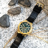 Buy Shop Guess Edge Chronograph Green Dial Black Leather Strap Watch For Men - GW0492G3 USA Online