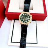 Buy Shop Guess Edge Chronograph Green Dial Black Leather Strap Watch For Men - GW0492G3 USA Online