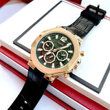 Buy Shop Guess Edge Chronograph Green Dial Black Leather Strap Watch For Men - GW0492G3 USA Online