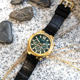 Buy Shop Guess Edge Chronograph Green Dial Black Leather Strap Watch For Men - GW0492G3 USA Online