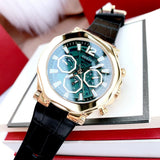 Buy Shop Guess Edge Chronograph Green Dial Black Leather Strap Watch For Men - GW0492G3 USA Online