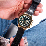 Buy Shop Guess Edge Chronograph Green Dial Black Leather Strap Watch For Men - GW0492G3 USA Online