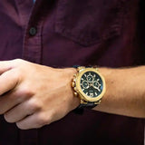 Buy Shop Guess Edge Chronograph Green Dial Black Leather Strap Watch For Men - GW0492G3 USA Online