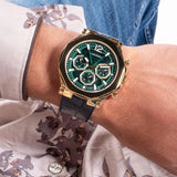 Buy Shop Guess Edge Chronograph Green Dial Black Leather Strap Watch For Men - GW0492G3 USA Online