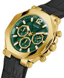 Buy Shop Guess Edge Chronograph Green Dial Black Leather Strap Watch For Men - GW0492G3 USA Online