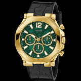 Buy Shop Guess Edge Chronograph Green Dial Black Leather Strap Watch For Men - GW0492G3 USA Online