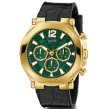 Buy Shop Guess Edge Chronograph Green Dial Black Leather Strap Watch For Men - GW0492G3 USA Online