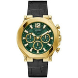Buy Shop Guess Edge Chronograph Green Dial Black Leather Strap Watch For Men - GW0492G3 USA Online
