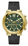 Buy Shop Guess Edge Chronograph Green Dial Black Leather Strap Watch For Men - GW0492G3 USA Online