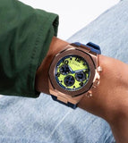 Buy Shop Guess Empire Analog Quartz Lime Green Dial Blue Silicon Strap Watch for Men - GW0583G3 USA Online