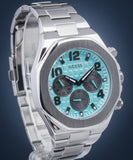 Buy Shop Guess Empire Chronograph Quartz Sky Blue Dial Silver Steel Strap Watch For Men - GW0489G3 USA Online