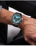 Buy Shop Guess Empire Chronograph Quartz Sky Blue Dial Silver Steel Strap Watch For Men - GW0489G3 USA Online