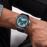 Buy Shop Guess Empire Chronograph Quartz Sky Blue Dial Silver Steel Strap Watch For Men - GW0489G3 USA Online