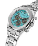 Buy Shop Guess Empire Chronograph Quartz Sky Blue Dial Silver Steel Strap Watch For Men - GW0489G3 USA Online