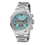 Buy Shop Guess Empire Chronograph Quartz Sky Blue Dial Silver Steel Strap Watch For Men - GW0489G3 USA Online