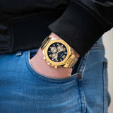 Buy Shop Guess Empire Quartz Black Dial Gold Steel Strap Watch For Men - GW0489G2 USA Online