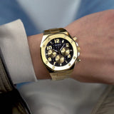 Buy Shop Guess Empire Quartz Black Dial Gold Steel Strap Watch For Men - GW0489G2 USA Online